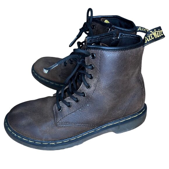 Dr Martens Air Wair Bouncing Soles 1460 Leather Side Zip Ankle Boots Youth Sz 6 - Picture 4 of 6